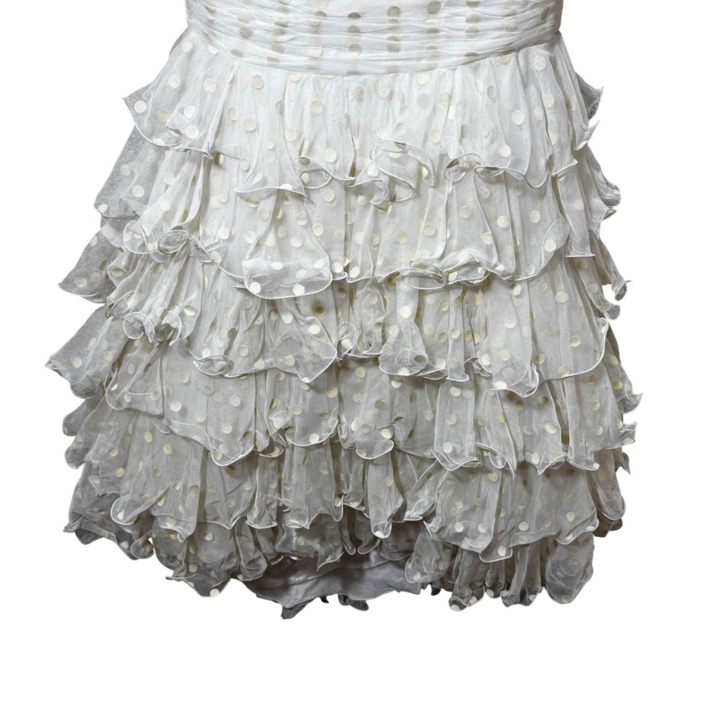 Sherri Hill Strapless Mermaid Gown Polka Dot Tulle Tiered Dress Pink Sash 8 - Picture 6 of 13